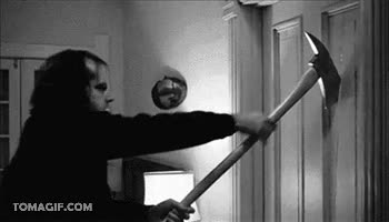 jack nicholson,el resplandor,puerta,hacha,the shining