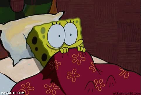 Cuando me tomo un café antes de irme a dormir nervios,temblar,miedo,manta,sabana,cama,bob esponja