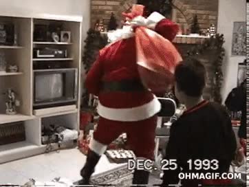 Y ésta era nuestra trampa para capturar los regalos de Santa caida,santa,claus,papa,noel,ostia,baile,navidad