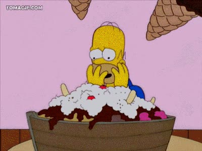 goloso,comer,chocolate,postre,homer simpson,muchos helados