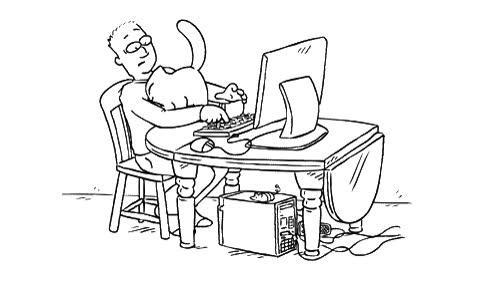 dibujo,comic,pantalla,raton,ordenador,molestar,tierno,gato