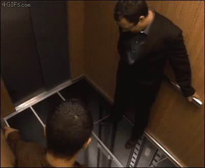 destapado,suelo,ascensor,animación,sujeto,susto