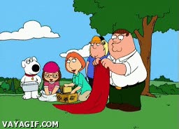 Cuando vayas de picnic, intenta que el mantel no sea rojo padre de familia,toro,peter griffin,capote,mantel rojo