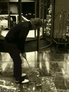 puerta giratoria,golpe perfecto,golf,putter,hotel