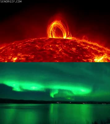 erupcion solar,sol,tierra,aurora boreal