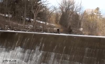 moto de nieve,agua,río,cascada,caída,buceo