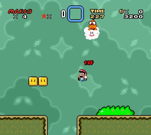 super mario world,lakitu,vida,1up,seta,videojuego