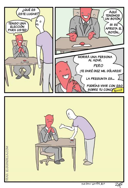 Señor demonio, en la sociedad actual, mal negocio el suyo muerte,dolares,dinero,comic,boton,morir,conciencia,demonio,pacto