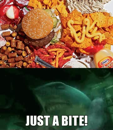 comer,dieta,amigo,tiburón,comida basura,hamburguesas,nachos,quesitos