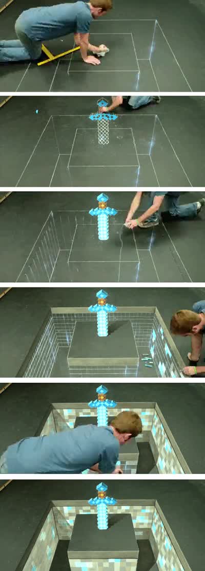 Perspectiva,Suelo,Arte,Cruz,Diamante,Sword,Minecraft