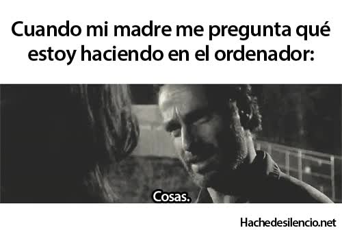 rick,preguntar,cosas,pasar el rato,ordenador,madre,the walking dead