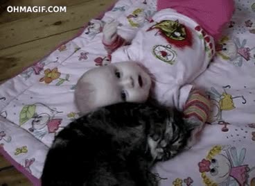 acariciar,acostarse,bebe,cría,ternura,niñera,gato