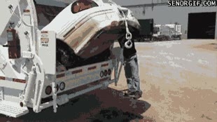 Destruir,Aplastar,Cami&oacute;n de la Basura,Coche,Triturar,Aparcar
