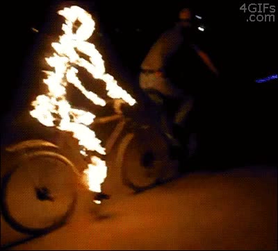 tandem,bicicleta,fuego,susto,hombre
