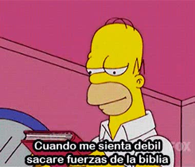 La Biblia tiene todo lo que necesitas para encontrar fuerza, Homer lo sabe bien oculta,petaca,Fuerzas,biblia,alcohol,Homer,Los Simpson