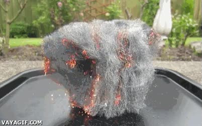 magia,lana de hierro,pila,fuego?,conductividad,experimento