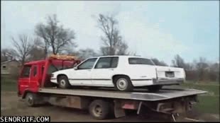 fail,grua,fallo,caer,no atar,al suelo,acelerar,el due&ntilde;o del coche contento