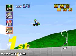 ganar,luigi,nintendo 64,primero,mario kart 64,volar,luigi raceway,circuito de luigi