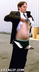 dwight,the office,desesperado,calle,chiste,desnudarse