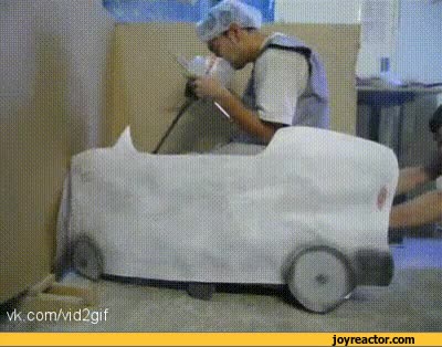 impresionante,choque,bolsa,de aire,empujar,cartón