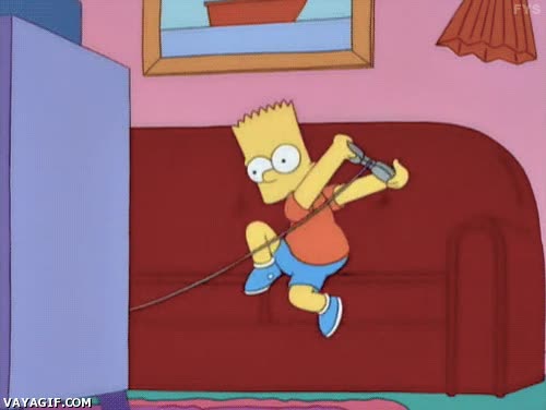 consola,jefe final,videojuegos,los simpson,bart,mover,mando,expresion