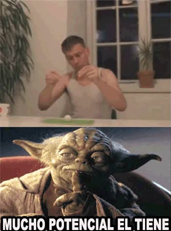 yoda,golf,fuerza,coche (por la ventana),levantar,pelota,jedi