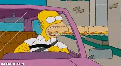Homer Simpson,McDonalds,comer,Bocata infinito,expresion,bocadillo