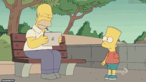Bart,Homer,asustar,foto,tablet,le&oacute;n,zoologico
