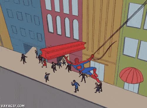 Spiderman,superfuerza,60s,m&aacute;s falso que todo,viga,caer,telara&ntilde;a