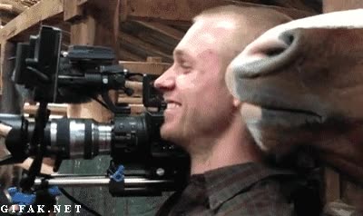 Hombre,Caballo,TV,Oreja,Morder,Comer,Camara,Reportaje