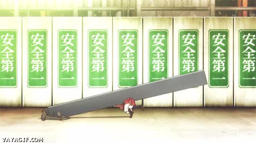 mala suerte,anime,golpes,levantar,atropellar,camion,maceta,cabeza,caer,viga