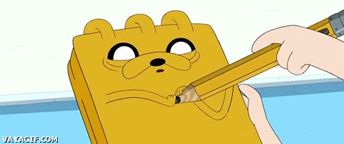 nota,jake el perro,escribir,hora de aventuras,lapiz,libreta,sin inspiracion