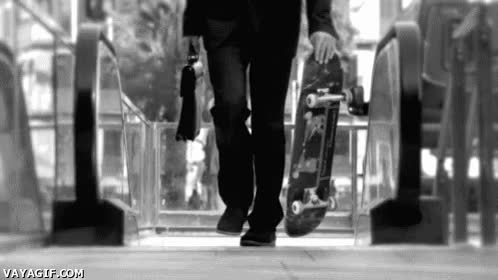 trabajo,diversion,skate,monopatin,traje,maletin