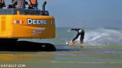 surf,olas,excavadora,giro,pala,girar,surfear