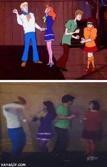 scoby doo,baile,shaggy,imitar,dibujo,vida real,cosplay,vilma,daphne