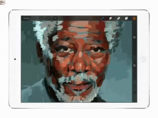 morgan freeman,dedos,pintar,fingers,iPad,retrato,hiperrealista