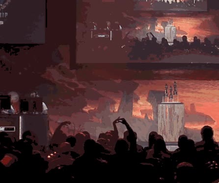 mano,dinoaurio,blizzcon,frikis,sombras,proyector