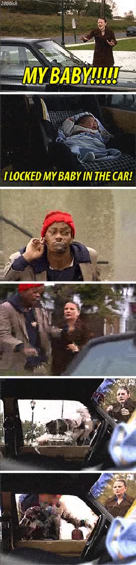 Negro,Ladrón,Coche,Radio,Robar,Bebé,Madre,Parodia,Broma,Atrapado