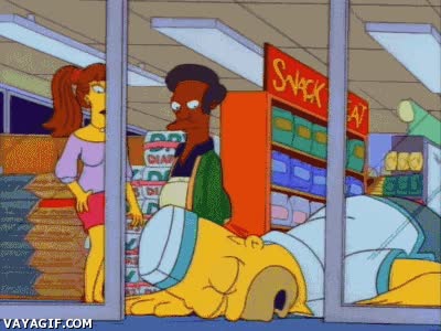 puertas autom&aacute;ticas,insconsciente,badulaque,en coma,homer simpson,dormir,resaca