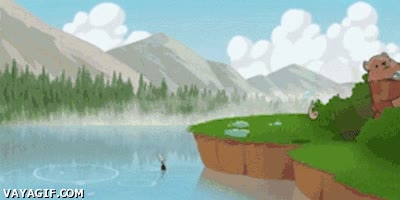 Pescador,Oso,Pescar,Caña,Agua,Lago,Cielo azul,Robar,Vikingo