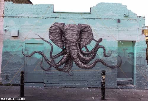 graffiti,elefante,barda,arte,tentaculs,pulpo,pulpofante