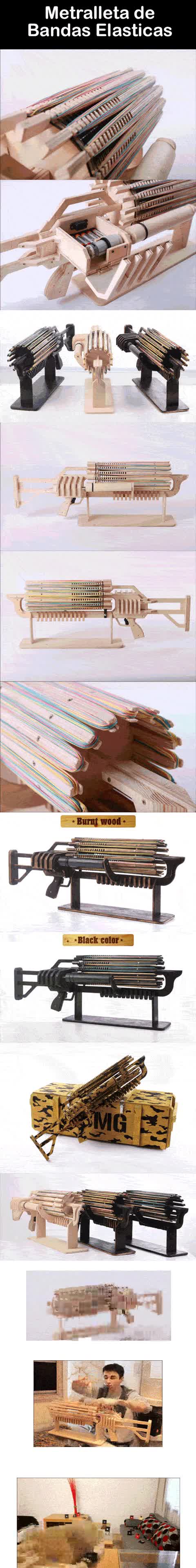 gomas elasticas,metralleta,disparar,shut up and take my money,con cargador y todo