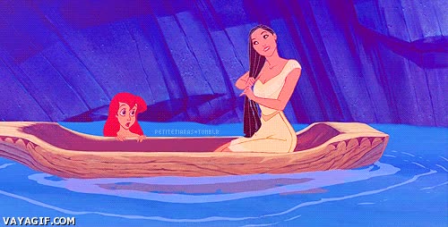 la sirenita,pocahontas,ariel,bote,lago,crossover