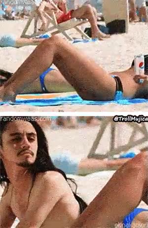 melena,pelo largo,playa,chico,mirar,chica,confusi&oacute;n,fail