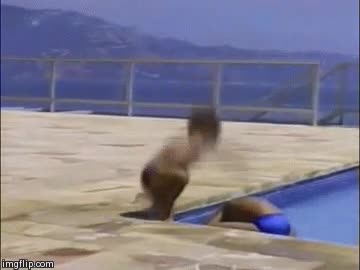 saltar,por poco,casi,de cabeza,piscina,niño