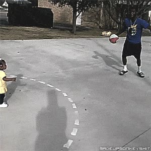 baloncesto,padre,niña,derribar,pelota,driblar,caer