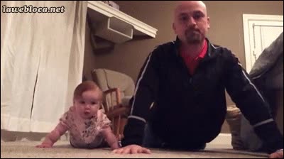 ejercicio,aerobic,profesor,flexiones,hijo,bebe,padre,imitar