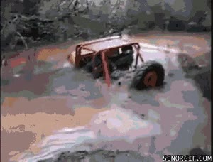 jeep,cruzar,charco,lago,agua,fail,hundido