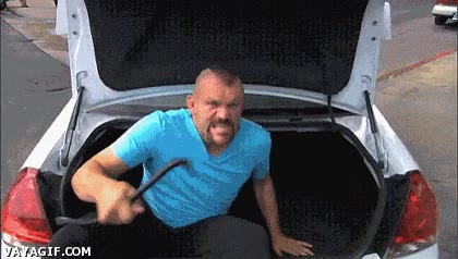 Coche,Seguridad,Hombre,Pelea,Paliza,Protección,Chrisler Rage,Maletero,Palanca