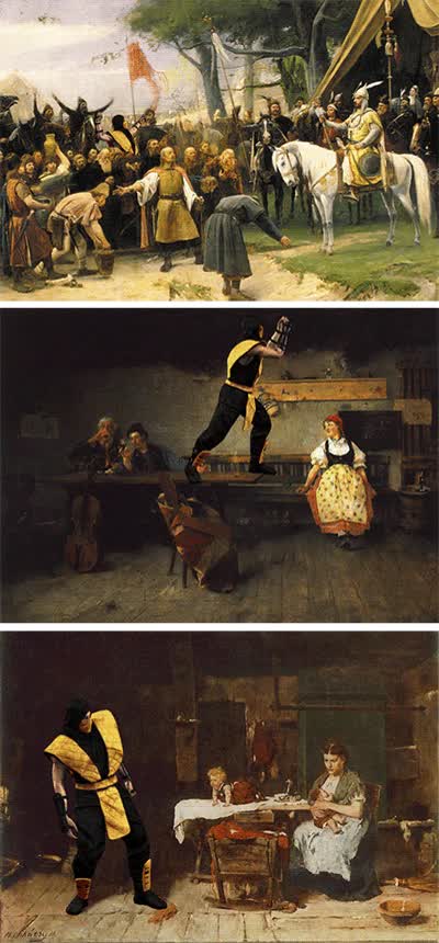 arte,pinturas antiguas,scorpion,chops,mortal kombat